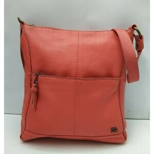 The Sak Orange Pebbles Leather Pocket Zipper Closure Crossbody Bag